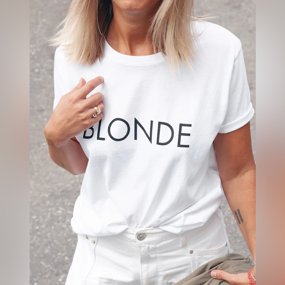 Brunette The Label “Blonde” Core Tee White Short Sleeve New W Tags — image 6 of 6